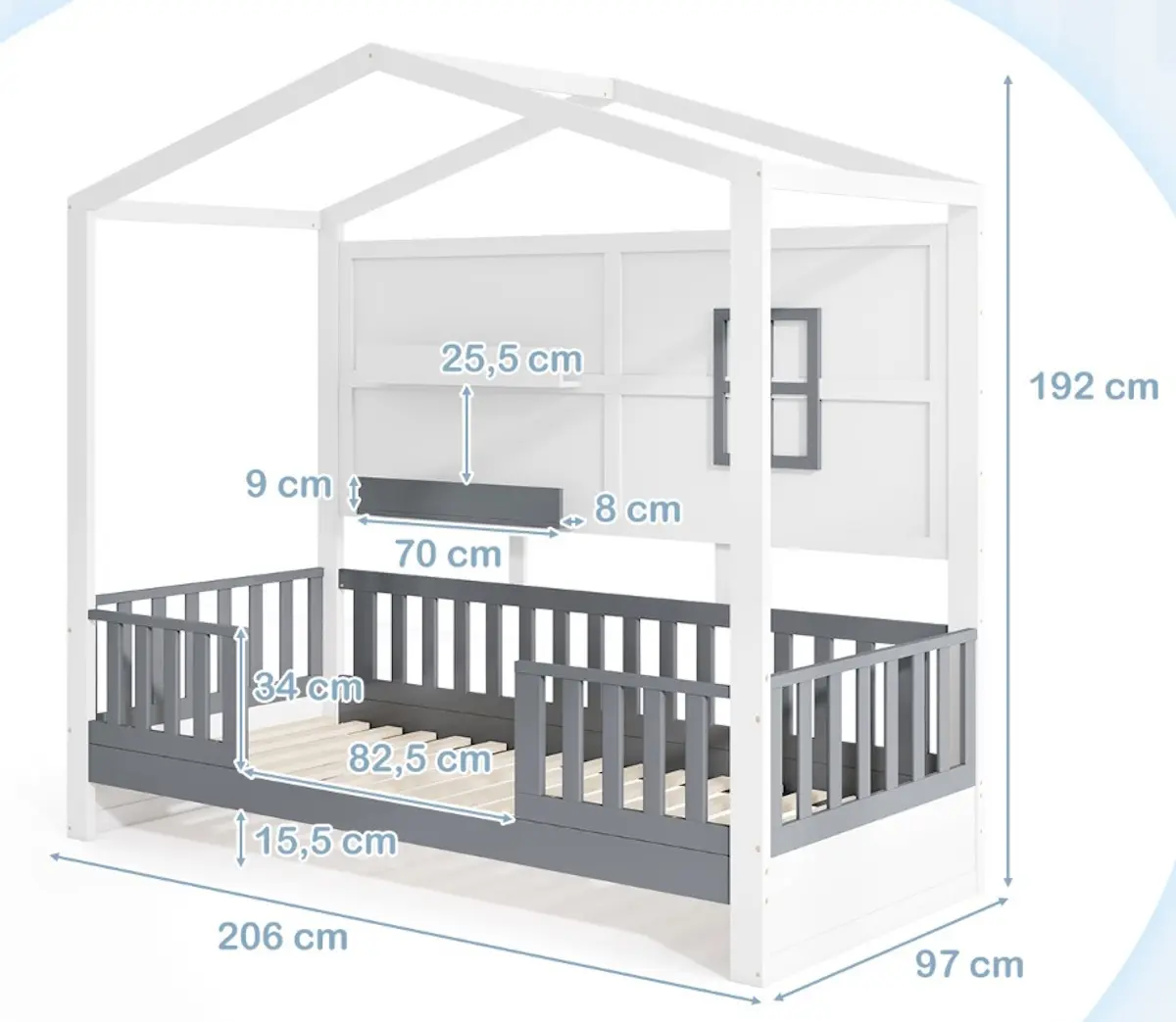Pat casuta Costway HU10793WHT (White/Grey)