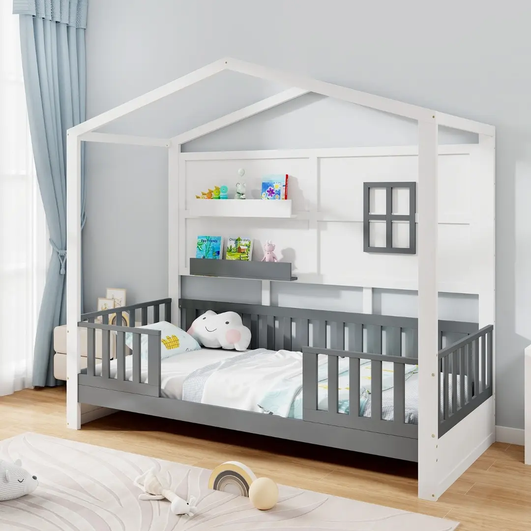 Pat casuta Costway HU10793WHT (White/Grey)