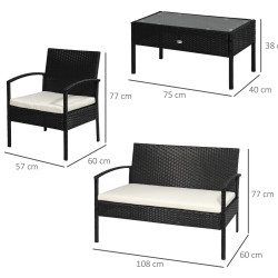 Set mobilier de gradina Outsunny 863-024 (Black/Cream) Thumb