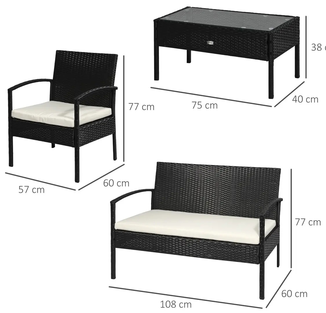 Set mobilier de gradina Outsunny 863-024 (Black/Cream) - 13
