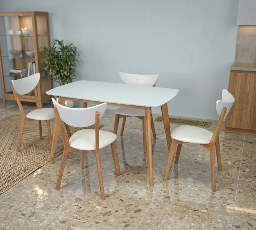 Комплект стол + 4 стула Evelin Cooper + Cameroon (White/Bella Beech)