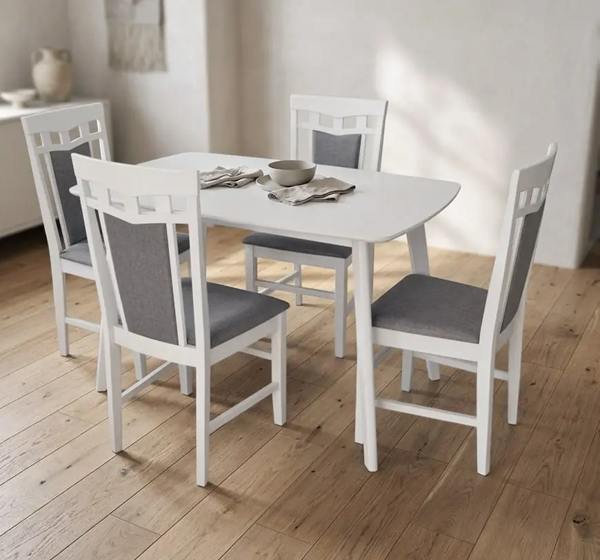 Комплект стол + 4 стула Evelin Cooper + Deepa R NV-10WP (White/Grey)