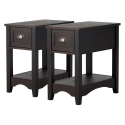 Комплект прикроватных тумбочек Costway HW61983CF-2 (Brown)