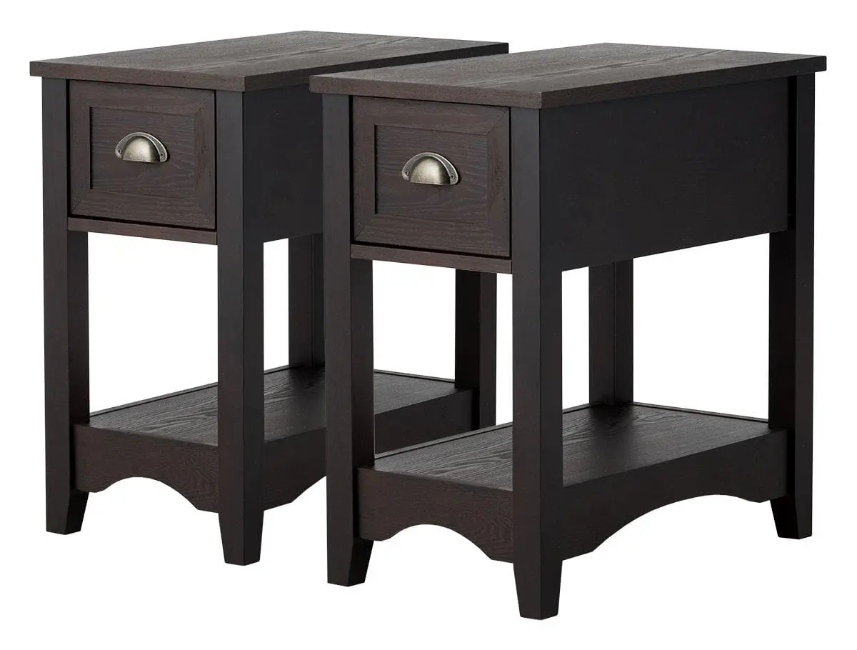 Комплект прикроватных тумбочек Costway HW61983CF-2 (Brown)