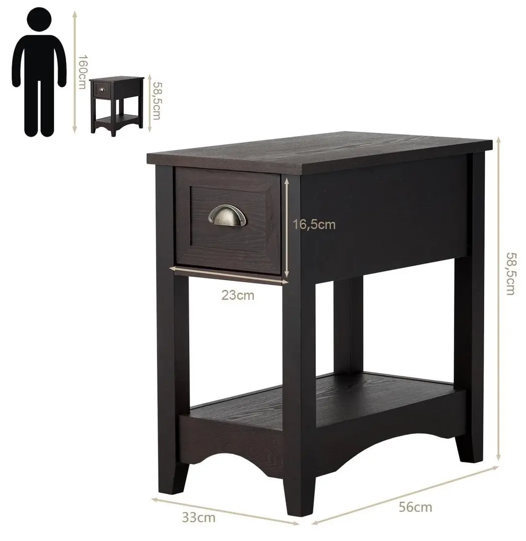 Комплект прикроватных тумбочек Costway HW61983CF-2 (Brown) - 2