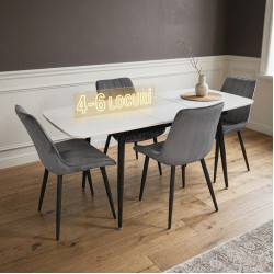Set masa + 4 scaune Evelin DT-532R B + YTC-055B Bluvel-14 (White/Dark Grey)