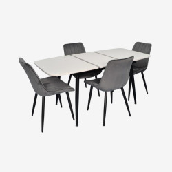 Set masa + 4 scaune Evelin DT-532R B + YTC-055B Bluvel-14 (White/Dark Grey) Thumb