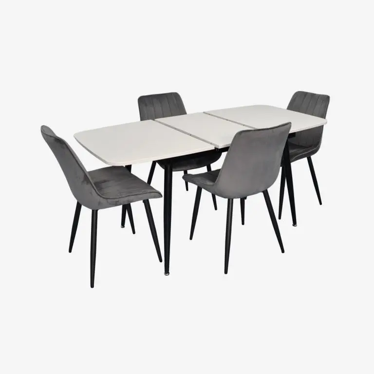 Set masa + 4 scaune Evelin DT-532R B + YTC-055B Bluvel-14 (White/Dark Grey) - 2