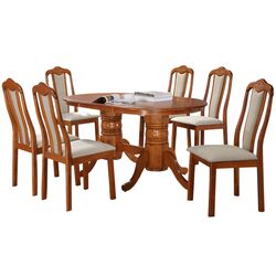 Set masa scaune Marcel Prod DINING11 1+6 (Walnut/Beige) Thumb