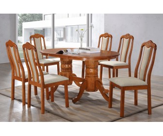 Set masa scaune Marcel Prod DINING11 1+6 (Walnut/Beige)