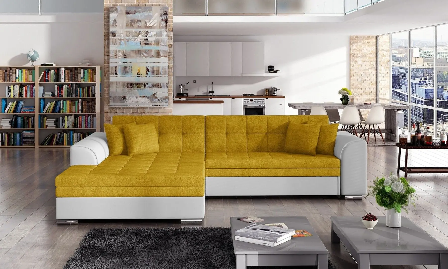 Canapea de colt Eltap Sorento Omega 68/Soft 17 Left (Yellow/White)