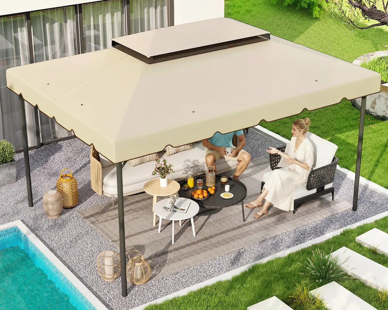 Acoperis pentru pavilion de gradina Outsunny 84C-357V01BG 3x4 (Beige) - 6