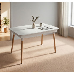 Masa extensibila Evelin DT-431-1R WO (Alpine White/Oak)