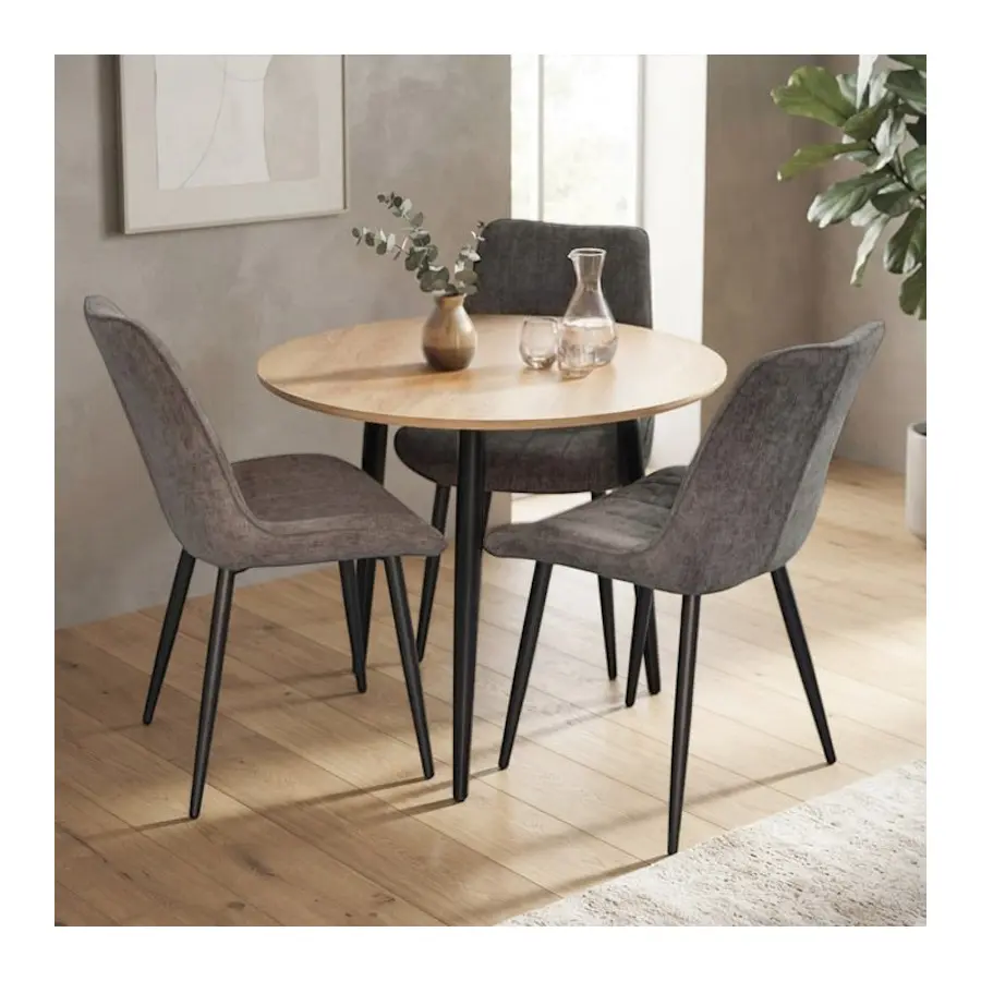 Set masa + 3 scaune Evelin DT-404-2B + YTC-055B UF885-15 (Natural/Dark Grey)