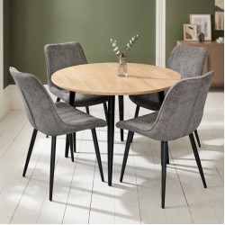 Set masa + 4 scaune Evelin DT-402-2B + YTC-055B UF885-15 (Natural/Dark Grey)