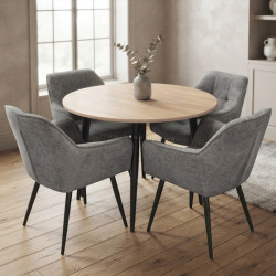 Комплект стол + 4 стула Evelin DT-402-2B + YTC-090B UF885-15 (Natural/Dark Grey)