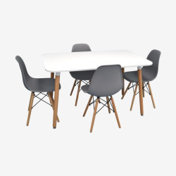 Комплект стол + 4 стула Evelin DT-405-1WO + LC-021 (White/Natural/Grey) Thumb