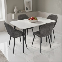 Комплект стол + 4 стула Evelin DT-405-3B + YTC-064B UF885-15 (White/Dark Grey)