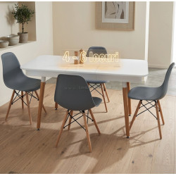Set masa + 4 scaune Evelin DT-431-1R Wo + LC-021 (White/Natural/Grey)