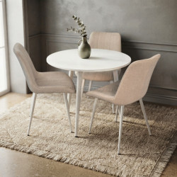 Комплект стол + 3 стула Evelin DT-404-5Wh + YTC-055Wh UF885-13 (White/Light Grey)