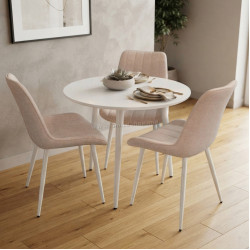 Комплект стол + 3 стула Evelin DT-404-5Wh + YTC-055Wh UF885-03 (White/Light Beige)