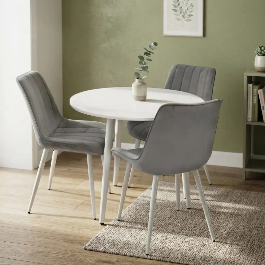 Set masa + 3 scaune Evelin DT-404-5Wh + YTC-055Wh Blu-13 (White/Light Grey)