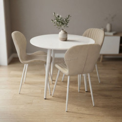 Комплект стол + 3 стула Evelin DT-404-5Wh + YTC-064Wh UF910-01 (White/Light Beige)
