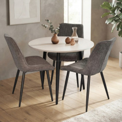 Комплект стол + 3 стула Evelin DT-404-3B + YTC-055B UF885-15 (White/Dark Grey)