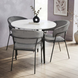 Комплект стол + 3 стула Evelin DT-404-3B + YTC-097B UF Blu-14 (White/Dark Grey)