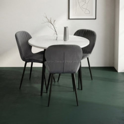 Комплект стол + 3 стула Evelin DT-404-3B + YTC-064B Blu-14 (White/Dark Grey)