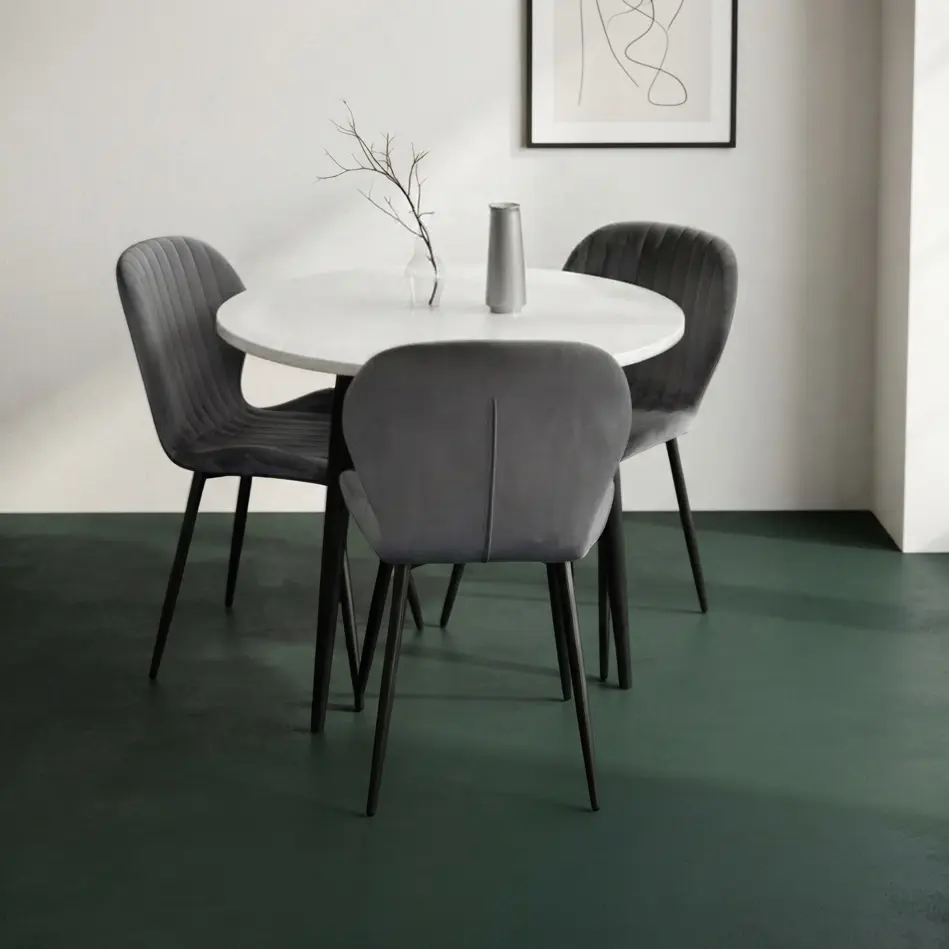 Комплект стол + 3 стула Evelin DT-404-3B + YTC-064B Blu-14 (White/Dark Grey)