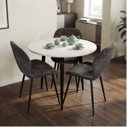 Комплект стол + 3 стула Evelin DT-404-3B + YTC-064B UF885-15 (White/Dark Grey)
