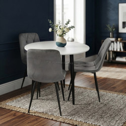 Комплект стол + 3 стула Evelin DT-404-3B + YTC-080B Bluvel-14 (White/Dark Grey)