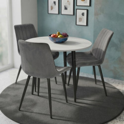Комплект стол + 3 стула Evelin DT-404-3B + YTC-055B Bluvel-14 (White/Dark Grey)