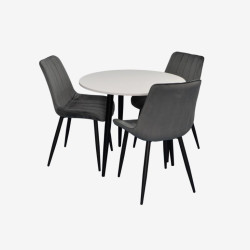 Комплект стол + 3 стула Evelin DT-404-3B + YTC-055B Bluvel-14 (White/Dark Grey) Thumb