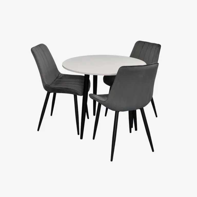 Комплект стол + 3 стула Evelin DT-404-3B + YTC-055B Bluvel-14 (White/Dark Grey) - 2