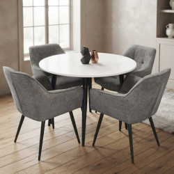 Комплект стол + 4 стула Evelin DT-402-3B + YTC-090B UF885-15 (White/Dark Grey)