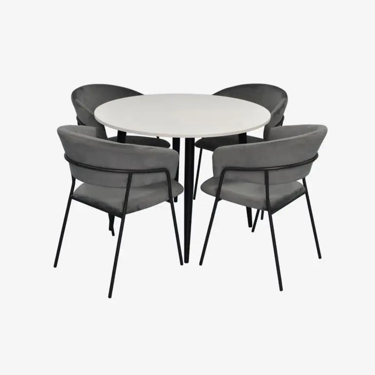Set masa + 4 scaune Evelin DT-402-3B + YTC-097B UF Blu-14 (White/Dark Grey) - 2