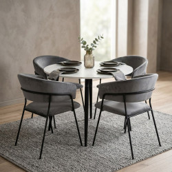 Комплект стол + 4 стула Evelin DT-402-3B + YTC-097B UF Blu-14 (White/Dark Grey)