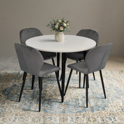 Комплект стол + 4 стула Evelin DT-402-3B + YTC-064B Blu-14 (White/Dark Grey)