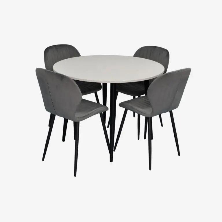 Комплект стол + 4 стула Evelin DT-402-3B + YTC-064B Blu-14 (White/Dark Grey) - 2
