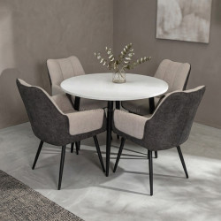 Set masa + 4 scaune Evelin DT-402-3B + QT-227B UF885-13/UF885-15 (White/Grey)