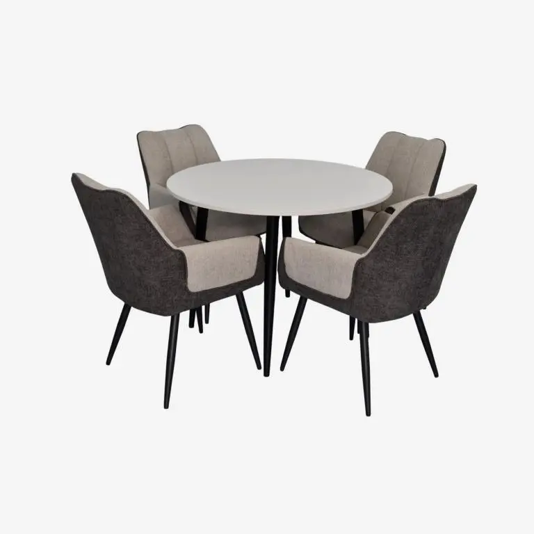 Комплект стол + 4 стула Evelin DT-402-3B + QT-227B UF885-13/UF885-15 (White/Grey) - 2