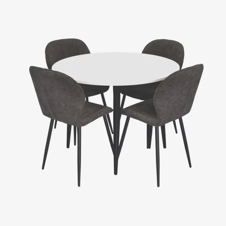 Set masa + 4 scaune Evelin DT-402-3B + YTC-064B UF885-15 (White/Dark Grey) - 2