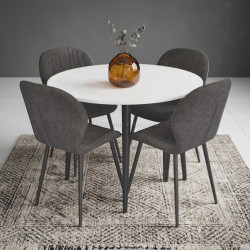Комплект стол + 4 стула Evelin DT-402-3B + YTC-064B UF885-15 (White/Dark Grey)