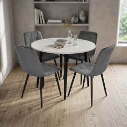 Комплект стол + 4 стула Evelin DT-402-3B + YTC-080B Bluvel-14 (White/Dark Grey)