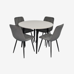 Комплект стол + 4 стула Evelin DT-402-3B + YTC-080B Bluvel-14 (White/Dark Grey) Thumb