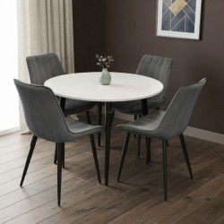 Комплект стол + 4 стула Evelin DT-402-3B + YTC-055B Bluvel-14 (White/Dark Grey)