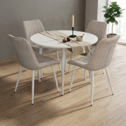 Set masa + 4 scaune Evelin DT-402-5Wh + YTC-055Wh UF885-13 (White/Light Grey)