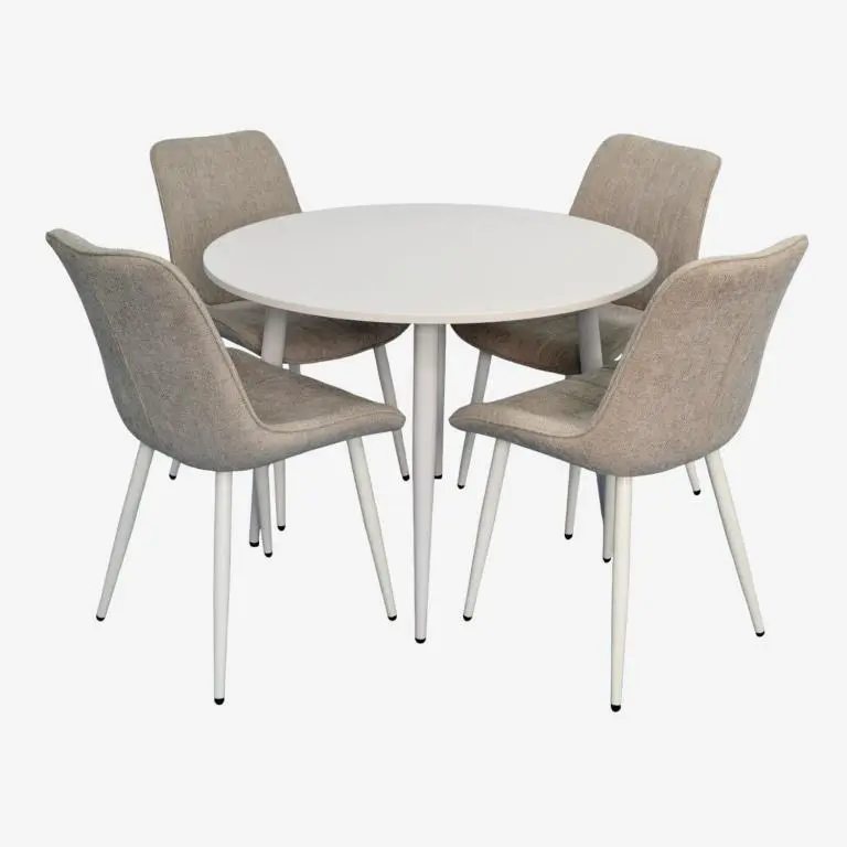 Комплект стол + 4 стула Evelin DT-402-5Wh + YTC-055Wh UF885-13 (White/Light Grey) - 2